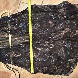 Sheer Black Paisley Dress with Blue Accents